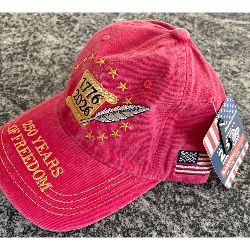 NWT Unisex 250 Years of Freedom Declaration Baseball Cap -OSFM- Red - Picture 2 of 4